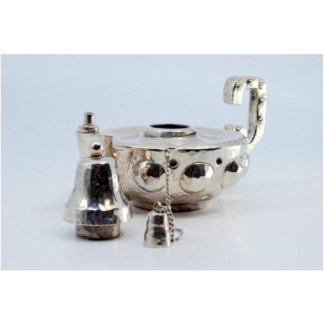 Hammered Silver Lamp with Reliefs For Sale - Image 5 of 9