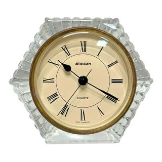 Vintage MCM Staiger Lead Crystal Desk Clock For Sale
