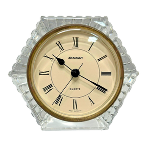 Vintage MCM Staiger Lead Crystal Desk Clock