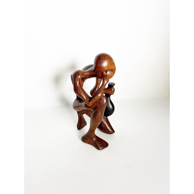 1970s Wooden Sculpture of a Crouching Woman, France, 1970s For Sale - Image 5 of 18