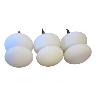 Mid-Century Opal Glass Organically Shaped Pendant Lights, Set of 3 For Sale