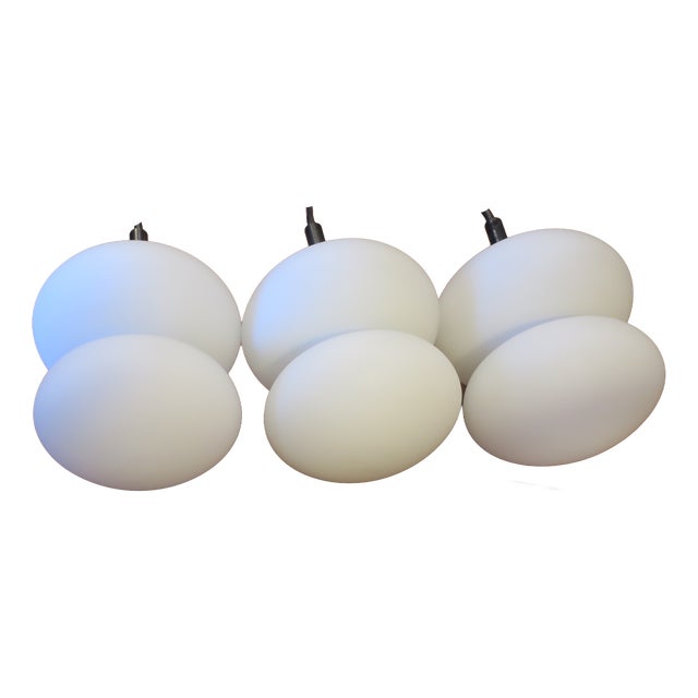 Mid-Century Opal Glass Organically Shaped Pendant Lights, Set of 3 For Sale