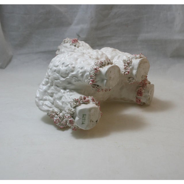 Ceramic Mid Century Ceramic Baby Donkey Planter Pink & White Spaghetti Detail For Sale - Image 7 of 10