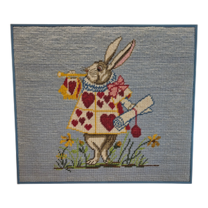 Time for the Queen Hearts Rabbit Cross Stitched Framed Art
