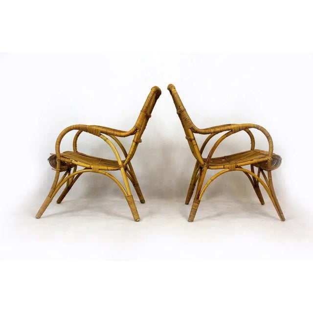 Rattan Armchairs, Table and Stool, 1960s, Set of 4 For Sale - Image 15 of 18