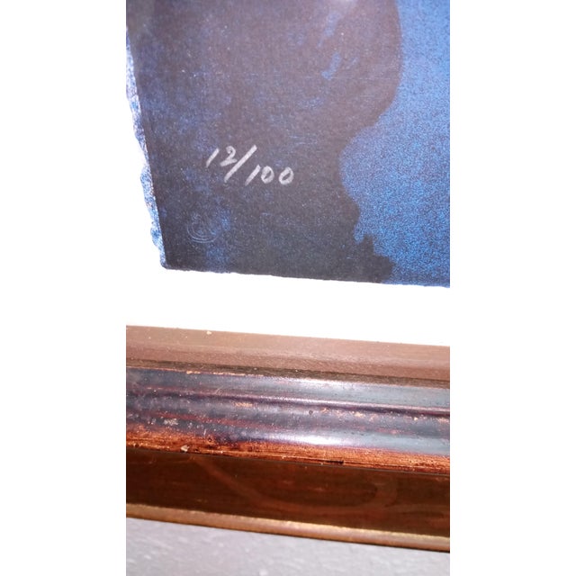 1980s Byron Galvez La Mujer en Azul Original Lithograph For Sale - Image 4 of 6