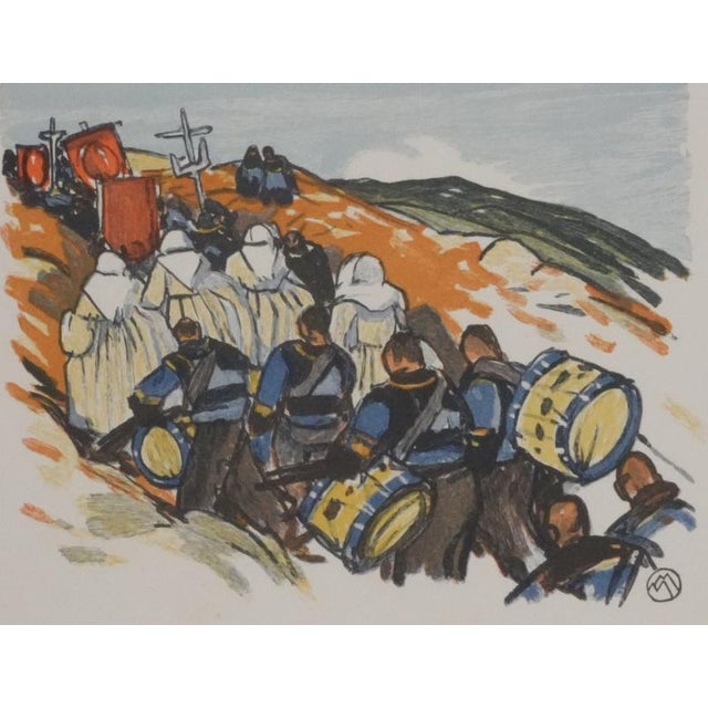 Mathurin Meheut, Brittany, The Procession with Orchestra, Engraving For Sale - Image 8 of 8