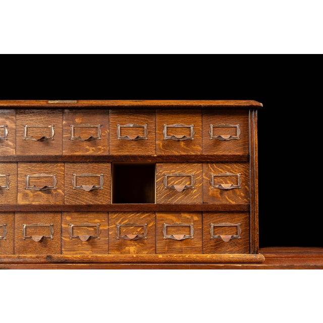 Early 20th Century Tiger Oak Puzzle Box Card Catalog For Sale - Image 9 of 14