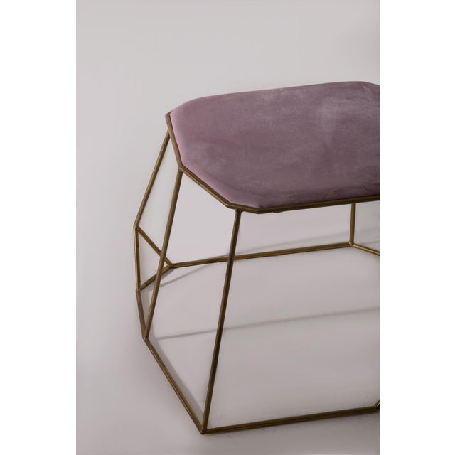 Set of Vintage Poufs in Pink Velvet, 2015 For Sale - Image 6 of 14