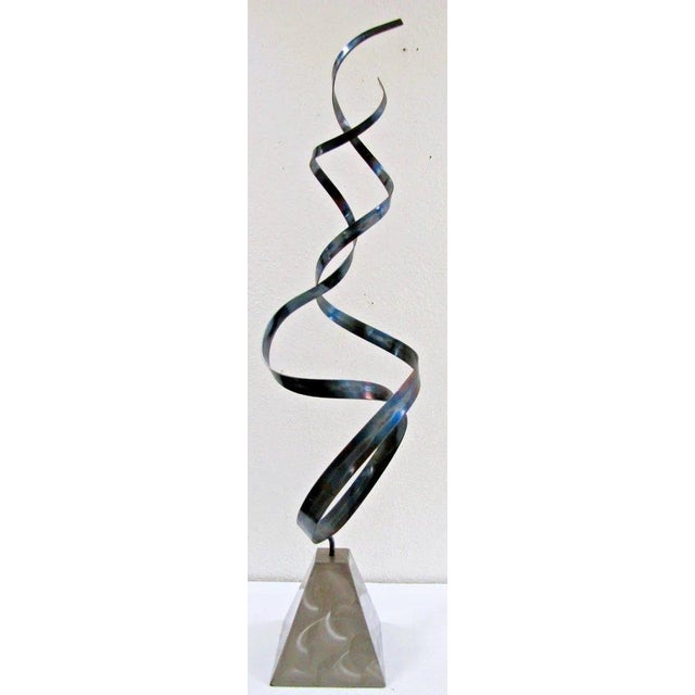 1980s Euphoric Flame Metal Sculpture 36" Tall Original Peterson Artwork For Sale - Image 11 of 12