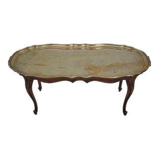 Italian Brass Tray Top Coffee Table For Sale