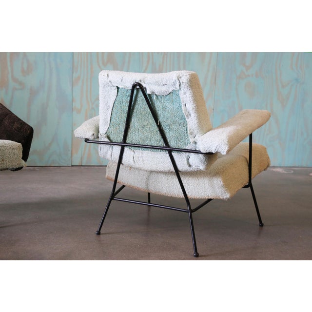 A pair of Early Iron Adrian Pearsall Chairs designed and created by Craft Associates, c. 1950s.. One form with 4 legs on a...