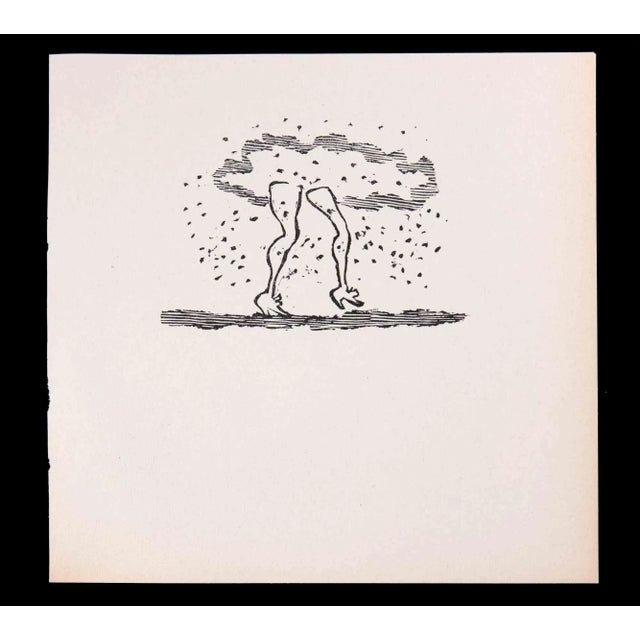 Mystical Legs is an original Linocut Print realized by Mino Maccari in 1951. Very Good condition. No Signature. Mino...