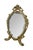 Antique Victorian Art Nouveau reticulated floral gilt brass beveled vanity mirror, Dimensions: 9.25" x 5" x 13.5" (Width x...
