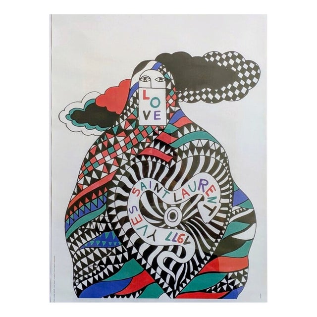 Yves Saint Laurent, Love I, Color Screen Print, 1971 For Sale