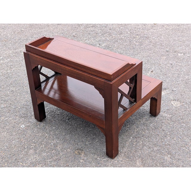Brown Vintage Drexel Heritage Mahogany Chippendale Style Bed Steps Library Step Stool For Sale - Image 8 of 8