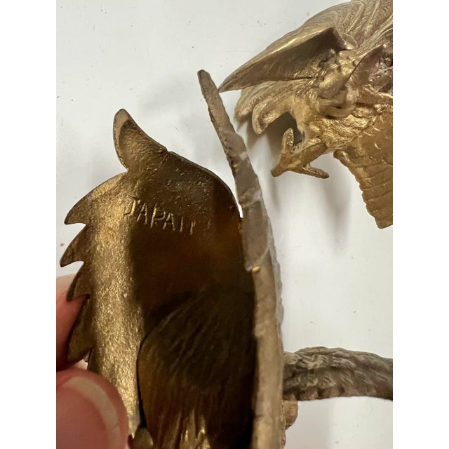 Mid 20th Century Brass Fighting Cocks From Japan Set of 2 For Sale In West Palm - Image 6 of 7