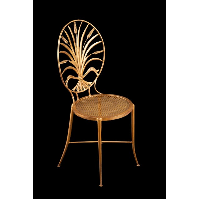 Gold 1960s Italian Wheat Back Chairs with Original Bistro Table by S. Salvadori, 5 Pieces For Sale - Image 8 of 10