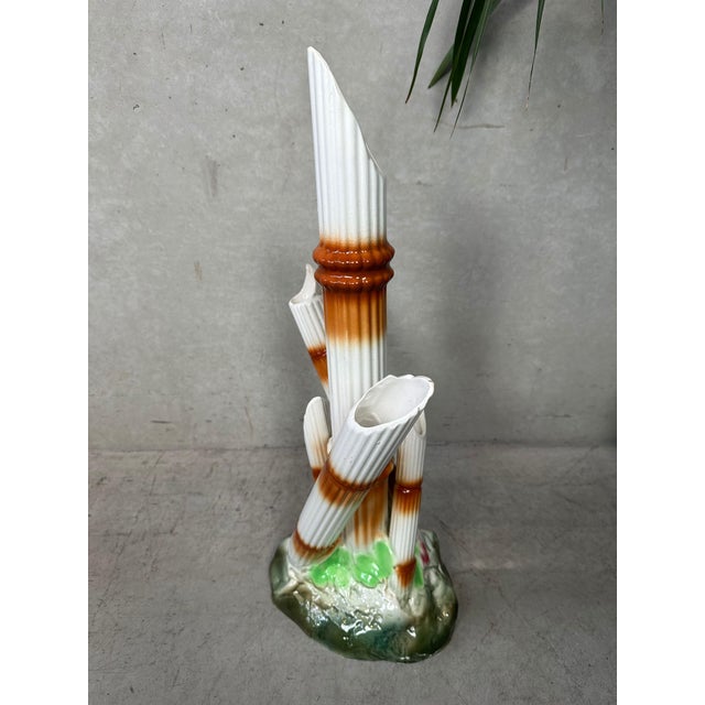 1950s Vintage Faux Bamboo Vase from Manufacture Imperiale et Royale de Nimy, 1950s For Sale - Image 5 of 11