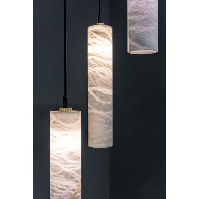 Black Tubular Bells Pendant Lamp by United Alabaster For Sale - Image 8 of 13