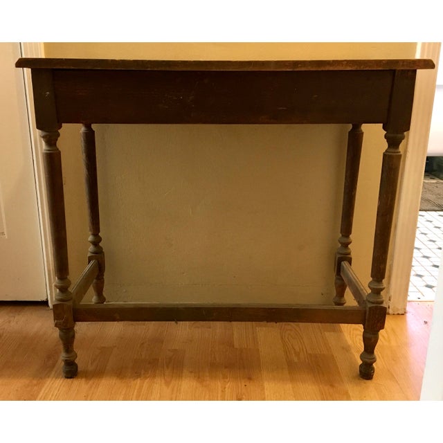 Mid 20th Century Vintage Wood Farmhouse Writing Desk Writing Table For Sale - Image 5 of 5