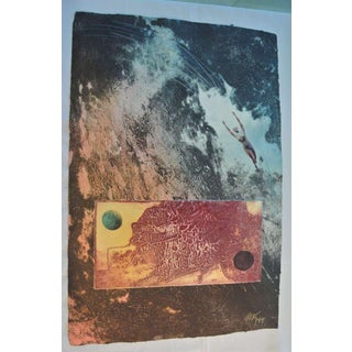 Mikulas Kravjansky, Surrealist Intaglio Mixed Media Monotype on handmade paper, 1999 For Sale