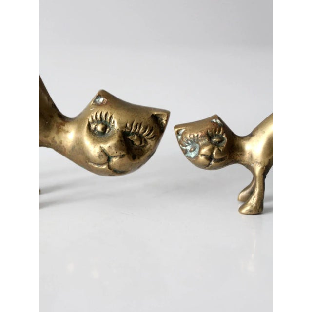 Brass Mid Century Brass Cats Pair For Sale - Image 8 of 9