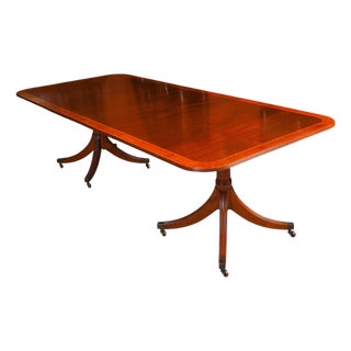 Vintage 20th Century Twin Pillar Flame Mahogany Dining Table from William Tillman For Sale