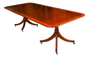 Vintage 20th Century Twin Pillar Flame Mahogany Dining Table from William Tillman