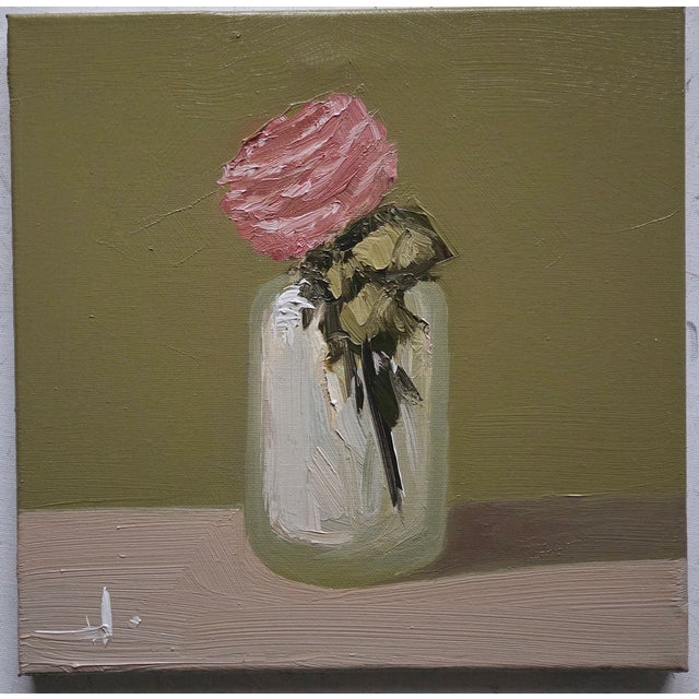 A stylish, impressionist oil painting of a pink rose, by UK based artist Vivek Mandalia. Frame and hang in your home. 30 x...