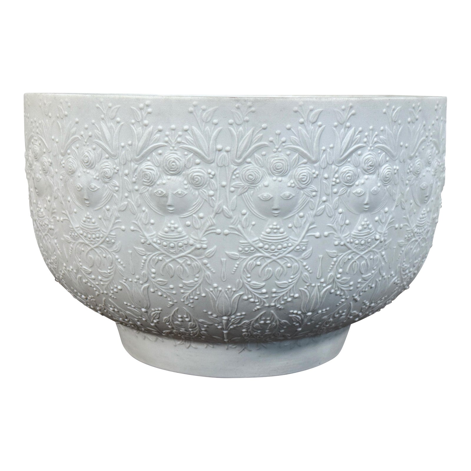 Mid Century Rosenthal Bjorn Wiinblad Romanze White Relief Porcelain Bowl Sculptural Design