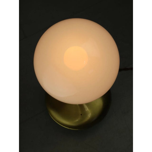 Mid-Century Italian Modern Brass & Opaline Glass Table Lamp For Sale - Image 9 of 12
