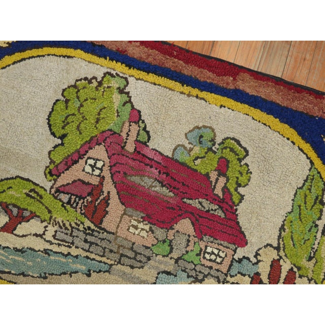 Early 21st Century American Hooked Scenic Pictorial Rug For Sale - Image 5 of 6