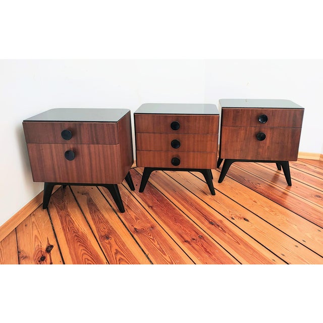 Czechoslovakian Nightstands by J. Halabala for UP Závody, 1950s, Set of 3 For Sale - Image 4 of 17