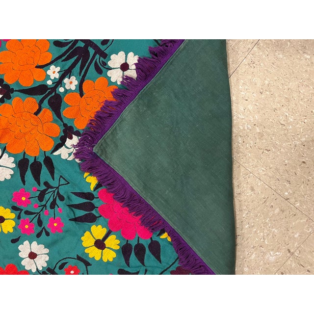 Late 20th Century Suzani Style Textile, Colorful and Floral Print For Sale - Image 9 of 18
