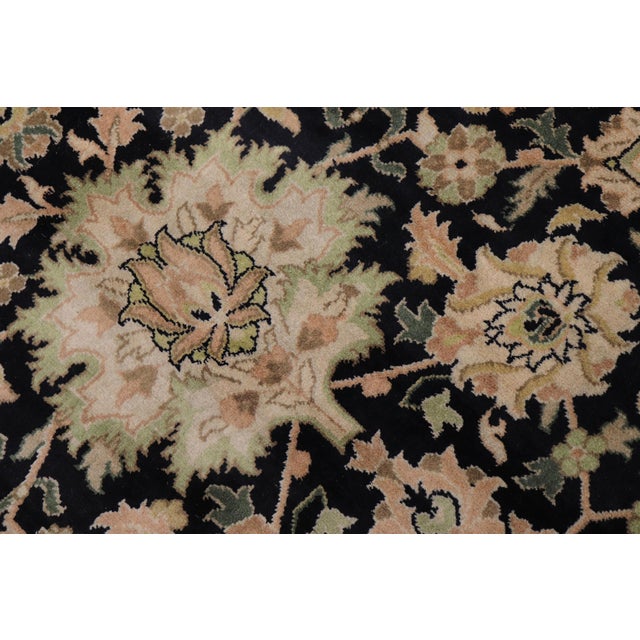 Floral Pak-Persian Black/Dark Gold Wool Rug - 10'1'' X 14'0'' For Sale - Image 4 of 8