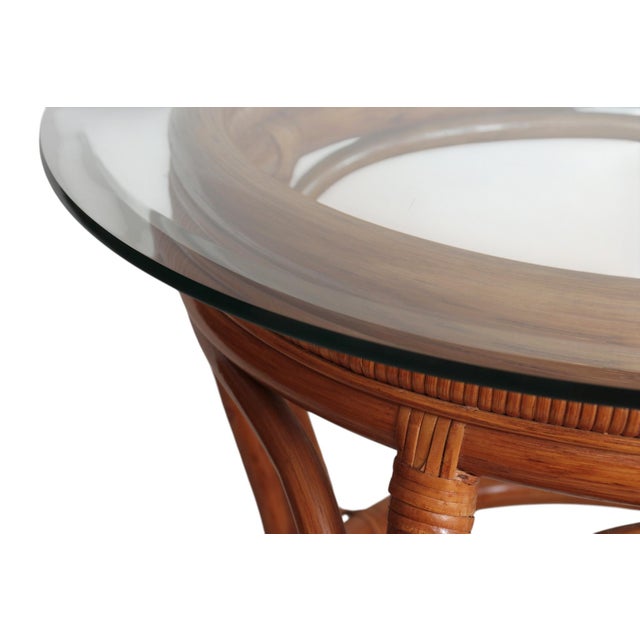 Late 20th Century Bamboo, Rattan and Glass Side Tables, a Pair For Sale - Image 5 of 7
