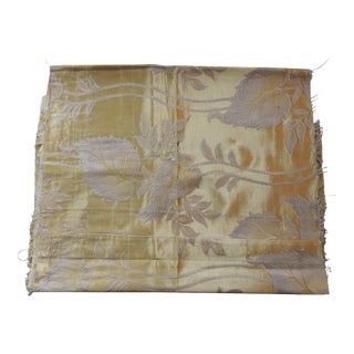 Vintage Gold Floral Silk Damask Textile Fragment For Sale