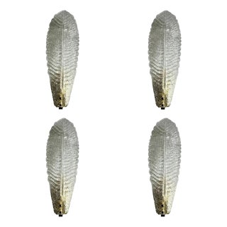 Italian Brass Wall Sconces in Diamanted Murano Glass by Simoeng, Set of 4 For Sale