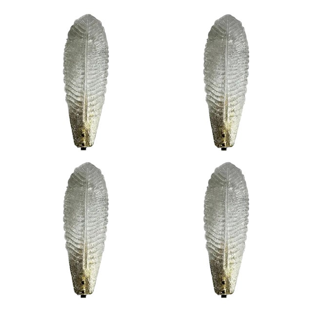 Italian Brass Wall Sconces in Diamanted Murano Glass by Simoeng, Set of 4 For Sale