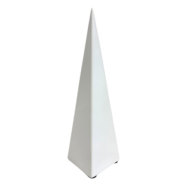 Elegant and simple, Three matte finish ceramic Pyramid Objets by Global Views. Set of Three. 18"x5"x5", 14"x4"x4",...