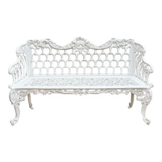 Vintage Cast Aluminum Outdoor Bench For Sale