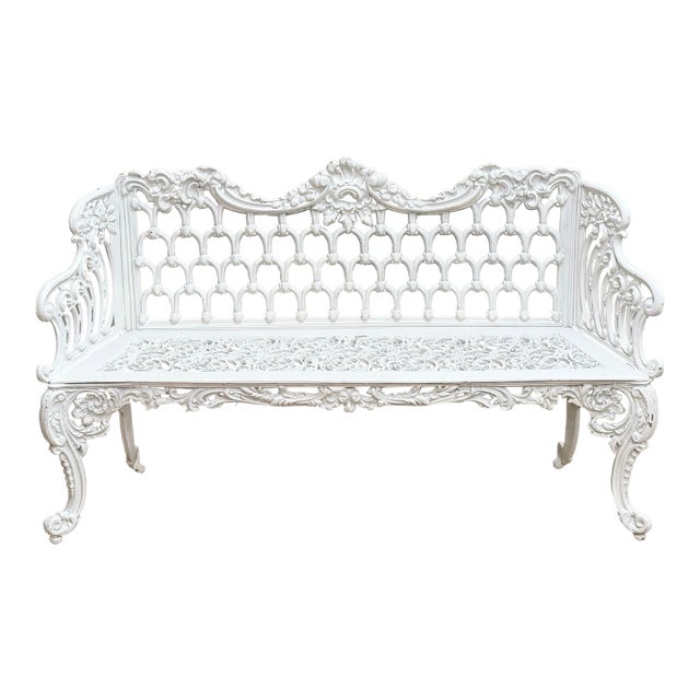 Vintage Cast Aluminum Outdoor Bench For Sale