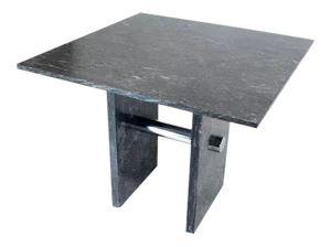 1970s Mid-Century Modern Black Square Marble Top Dining Table