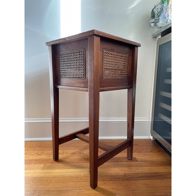 Vintage Walnut and Cane Jardiniere Planter For Sale - Image 9 of 9