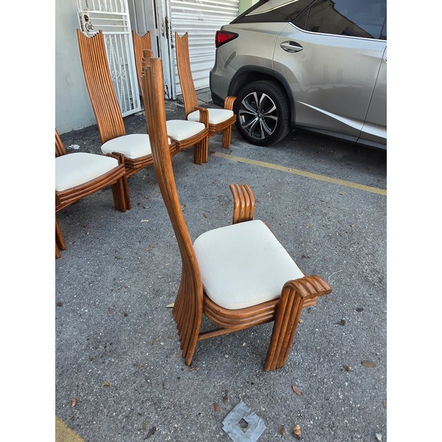 1970's Italian Modernist Rattan Dining Chairs - Set of 6 For Sale - Image 9 of 18