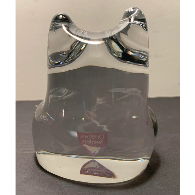 Mid-Century Modern Mid-Century Orrefors Sweden Crystal Owl Paper Weight For Sale - Image 3 of 8