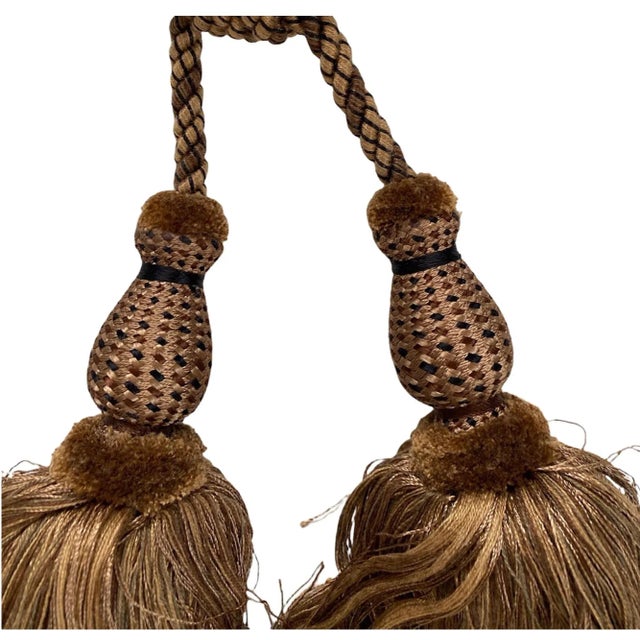 Contemporary Mocha Double Tassel Tieback - a Pair For Sale - Image 4 of 5