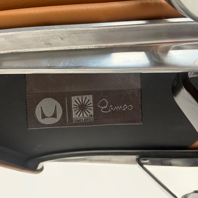 Herman Miller Eames Aluminum Group Soft Pad Management Chair - Caramel Brown Leather For Sale - Image 11 of 11