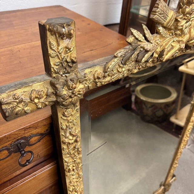 Antique French Louis XVI Style Giltwood Mirror, 1800s For Sale - Image 9 of 14
